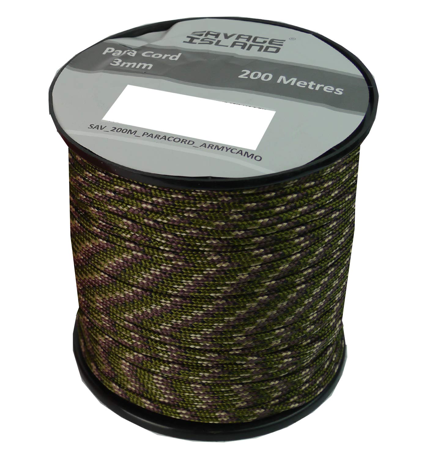 Savage Island 200m Reel Paracord Army Camping for Tent Basha Bivi Shelter Buidling Hammock Gardening Bushcraft (Army Camo)