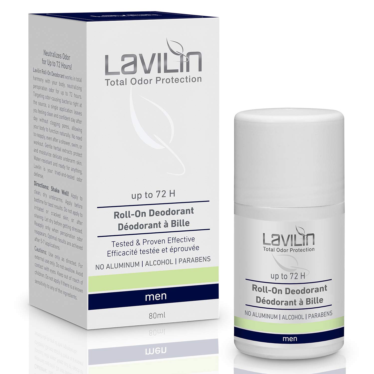 LAVILIN Roll-On Deodorant For Men | Up to 72 Hour Long-Lasting Protection | The Different Way to Prevent Unpleasant Odors – Alcohol, Paraben and Aluminum Free - Cruelty-Free - Kind to Skin 2.7 oz