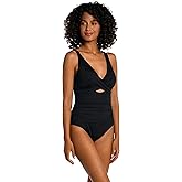 La Blanca Women's One Piece Swimsuit Cross Front Keyhole Island Goddess Bathing Suit