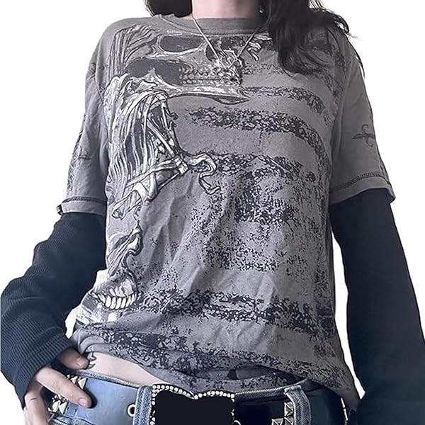 Women Y2k Fairy Grunge Long Sleeve Shirt Punk Gothic Tee Top