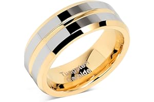 100S JEWELRY Custom Tungsten Rings for Men's Wedding Bands Gold Silver Two Tone Grooved Center Line Size 6-16