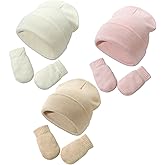 Baby Beanie Hat Gloves Set, Kids Winter Warm Knit Hat with glvoes,Toddler Soft Beanie for Little Boys Little Girls Children