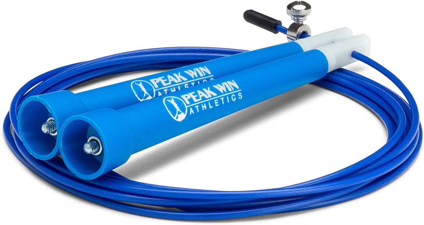 #1 Rated Adjustable Jump Rope with Kink and Tangle Resistant Wire Rope Made with a Spring Steel Core - Available in Red, Black, Blue and Grey. Perfect for Men Women and Children of Any Height.