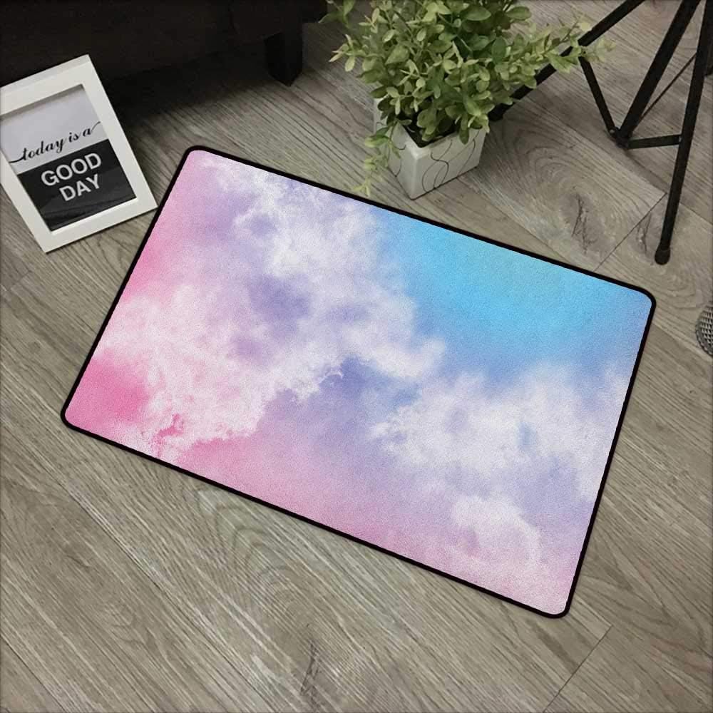 Interior door mat W16 x L24 INCH Pastel,Fantasy Sky Abstraction Smoky Clouds Foggy Mystical Ethereal Composition, Pale Pink Aqua White Our bottom is non-slip and will not let the baby slip,Door Mat Ca