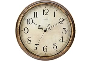 HYLANDA Wall Clock - 12 Inch Vintage Wall Clocks Battery Operated - Retro Silent Non Ticking - Decorative Living Room Home Kitchen School Office