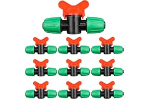 JOYPRO 1/2 Inch Drip Irrigation Valve, 10 Pcs 1/2" In-Line Barbed Locked Switch Valves For 1/2 Inch Drip Tubing (0.60"-0.63" OD), 1/2 in. Shut Off On Valve Drip Line Parts For Garden Sprinkler Systems