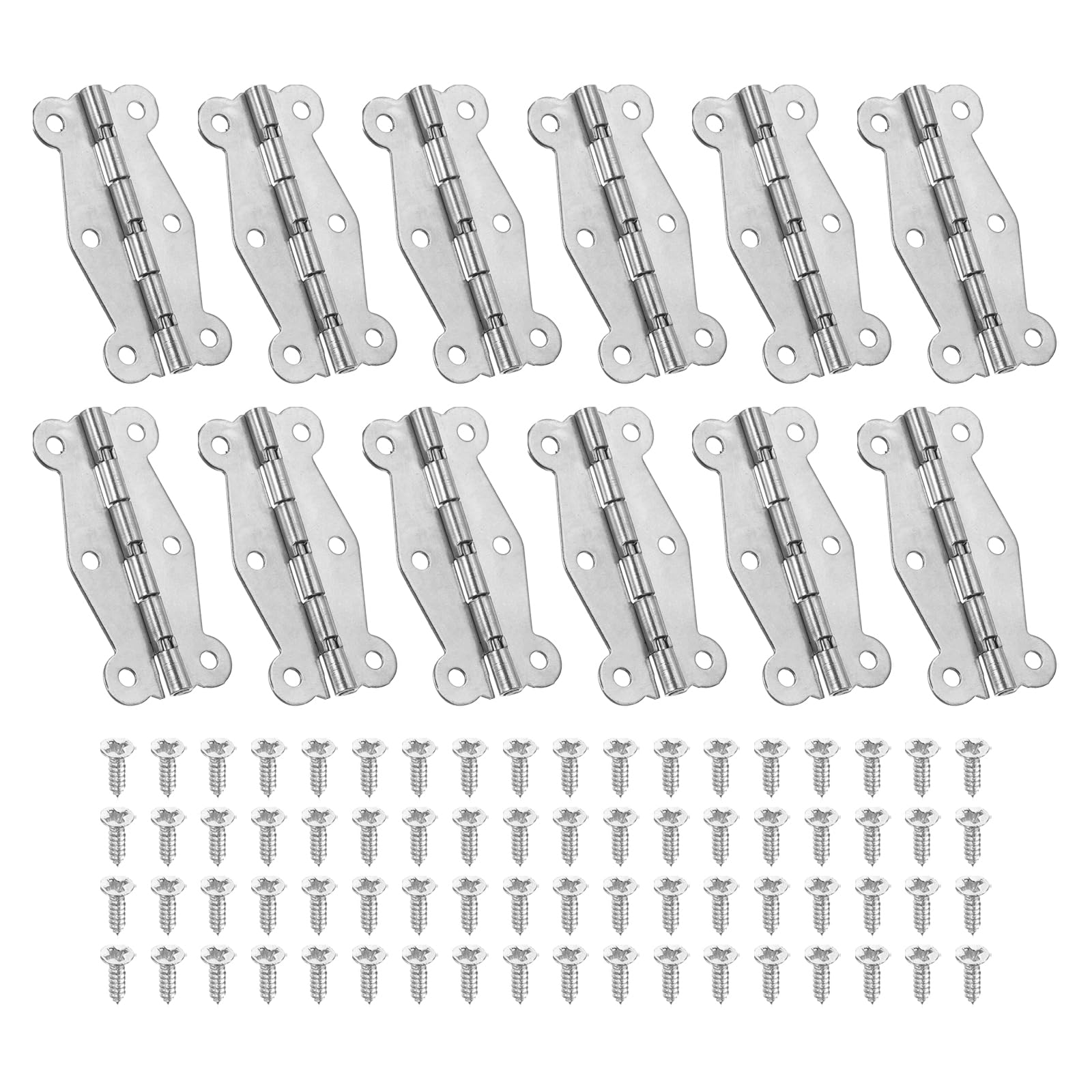 PATIKIL Small Vintage Box Hinges 2 Inch, 12 Pack 90-Degree Butterfly Decorative Hinges Jewelry Box Hardware with Screw for Cabinet Wooden Box Drawer Craft, Silver