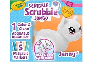 Crayola Scribble Scrubbie Jumbo Toy Cat, Large Posable Animal for Kids, Birthday, Holiday for Girls & Boys, Washable Coloring & Grooming Toy, Ages 3+