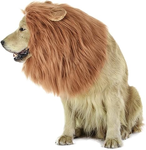 Luufan Lion Mane Perruque Pour Chien Et Chat Costume Avec Oreilles Pet Reglable Confortable Lion Lion Cheveux Vetements Robe Pour Halloween Noel Paques Festival Fete Activite Dog Light Brown Amazon Fr Animalerie