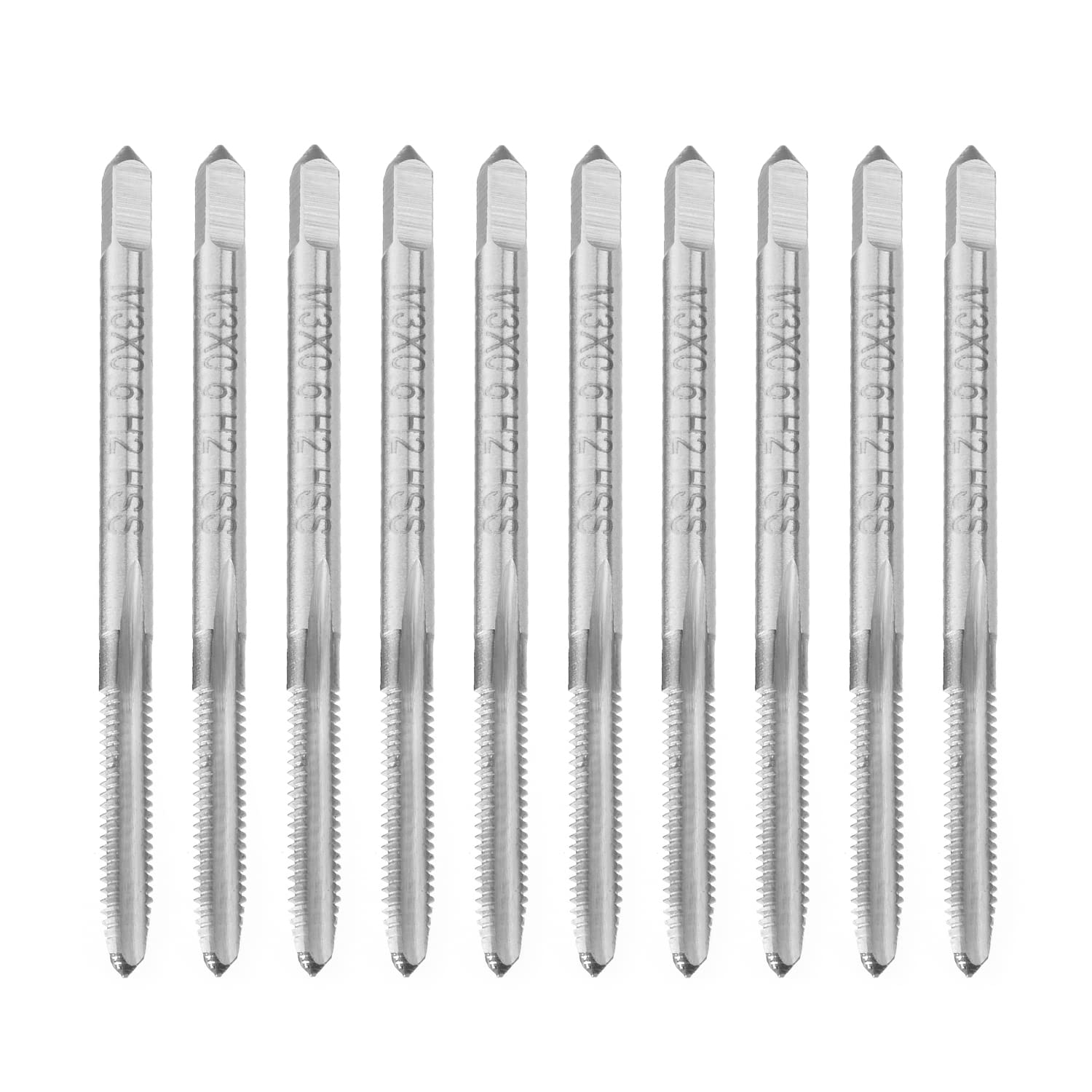 Utoolmart Metric Tap M3 x 0.6mm Pitch H2 Right Hand Thread Plug HSS for Threading Machine Electric Drill DIY 10pcs