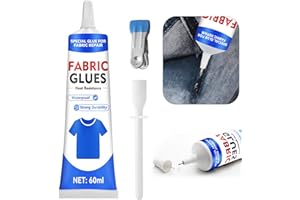 CLENNANER Fabric Glue, 60 ML Fabric Glue for Clothing Permanent Washable, Fabric Adhesive for Rhinestones, Patches, Clothes, Denim, Leather, Polyester, Fabrics, Doll Repair, Flannel, Cotton