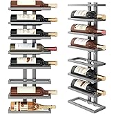 Hoctieon 8 Tier Wall Mount Wine Rack, Wall Racks for Wine Bottles Display and Storage, Hanging Bottle Organizer for Living Room, Dining Room, Wine Cellar, Bar, Grey