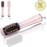 LENA Hair Straightener Brush Dryer PRO Blow Dryer Hot Air Brush - Anti-Scald Straightening Iron Comb Styler with Extra Ion Care, Far Infrared Heating and 3 Modes for Long & Medium Length Hair, Pink