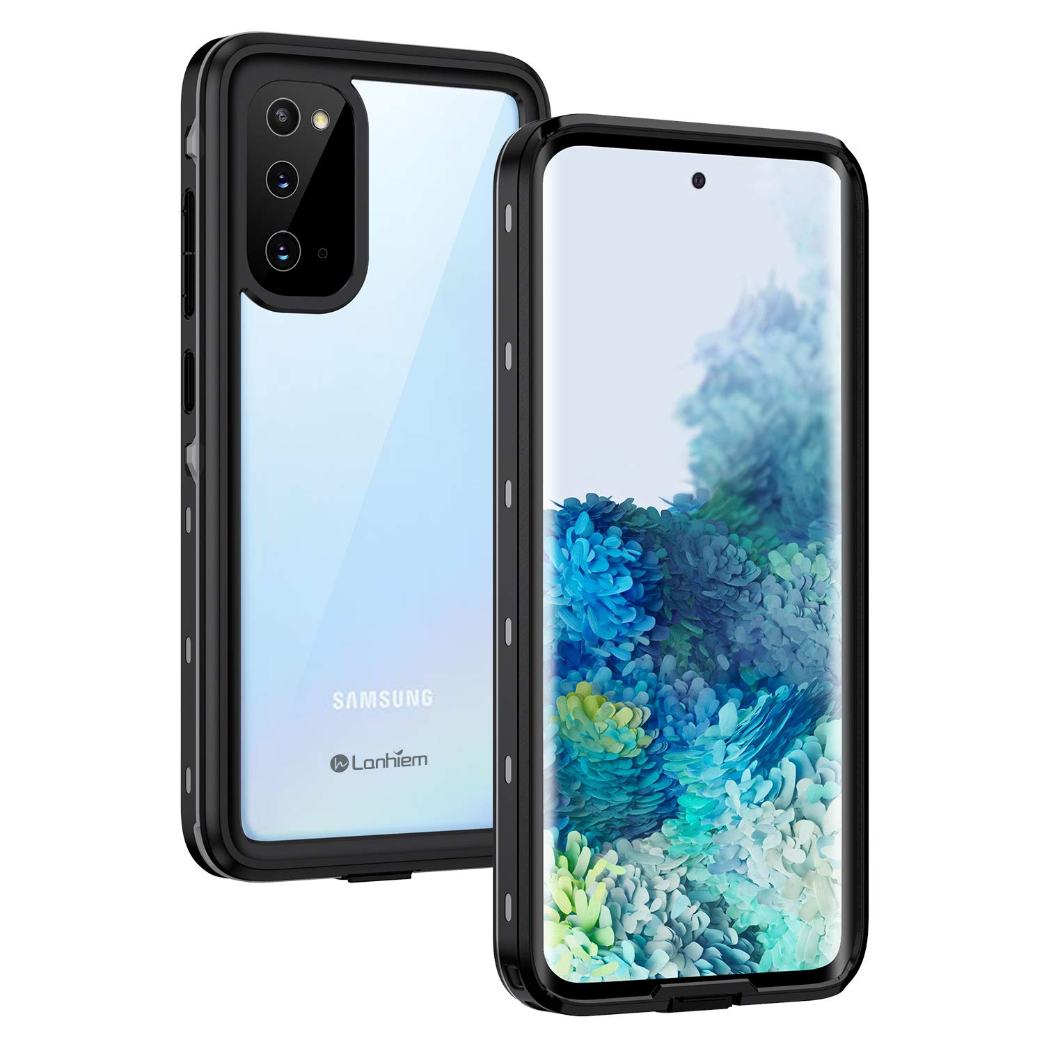 Lanhiem for Samsung Galaxy S20 Case (Not for Plus or Ultra), IP68 Waterproof Dustproof Case with Built-in Screen Protector, Heavy Duty Full Body Protective Cover for Galaxy S20 5G, Black/Gray