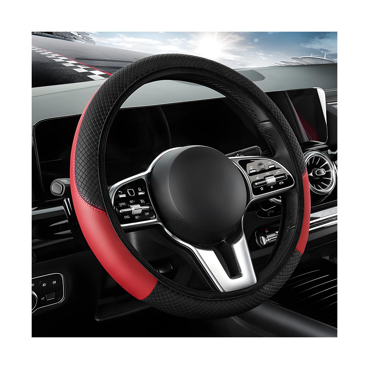 Wevdn Elastic Car Steering Wheel Cover, Microfiber