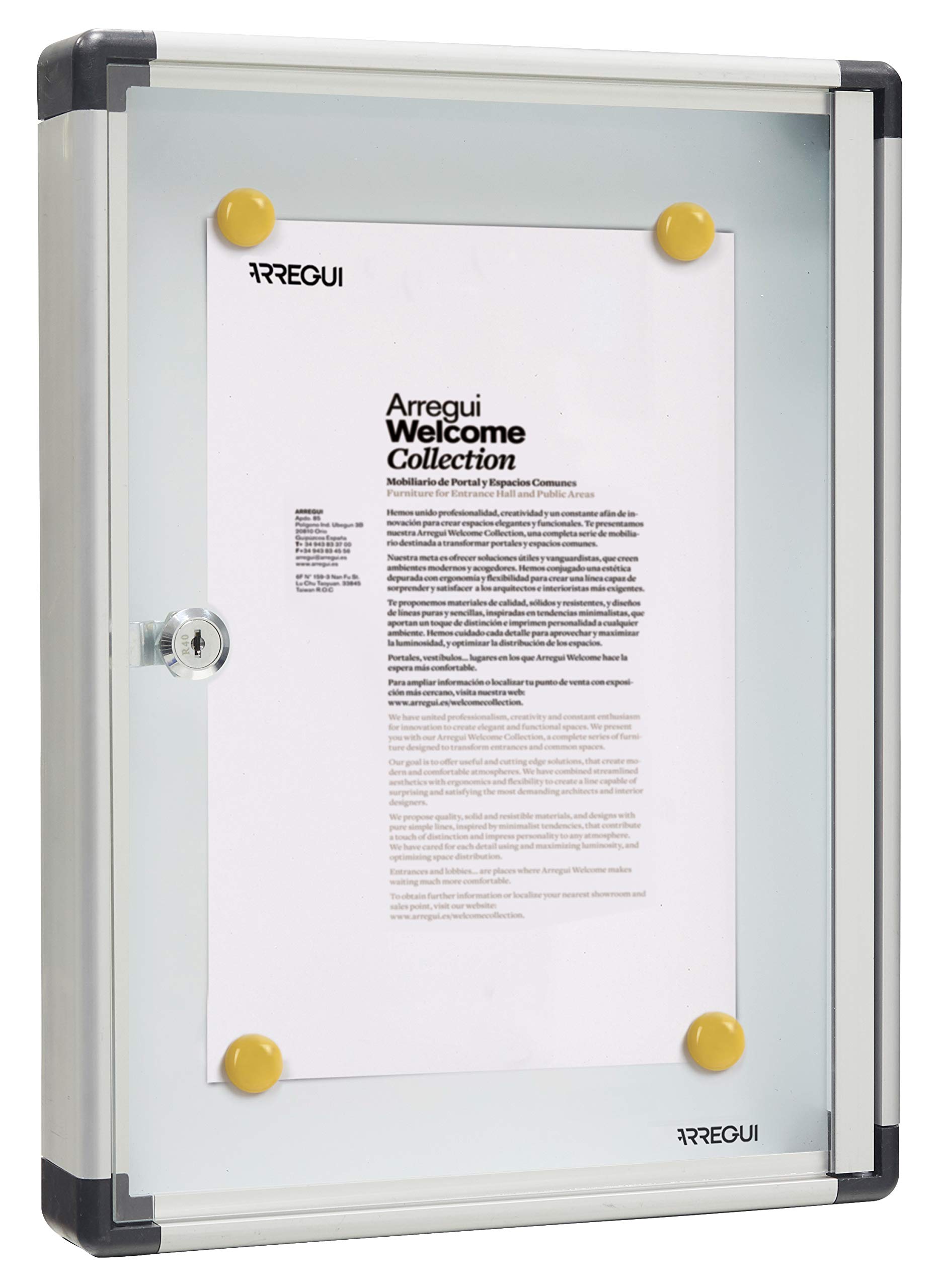 Arregui PAN52 Aluminium and Perspex Advertising Panel for 1 Sheet DIN A4, Silver