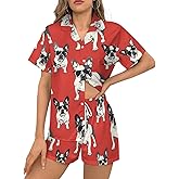 Delerain Womens Pajama Sets 2-Piece Short Sleeve Sleepwear Soft Satin Button Down Loungewear Pjs Shorts Set XS-5XL