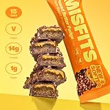 Misfits Vegan Protein Bars Peanut Butter Fudge 14g Protein 1g Sugar Pack of 15 view 2