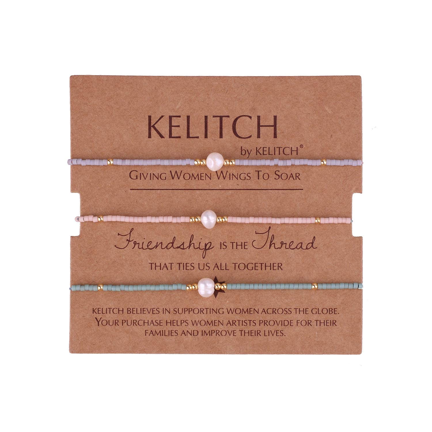 KELITCH 3 Pieces Handmade Friendship Bracelet Miyuki Beaded Bracelet Lucky Mini Fancy Bracelet Fashion Chain Bracelet for Women (Color 02C)