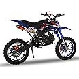 YOXIER 50cc Kids Dirt Bike,2-Stroke Gas Dirt Bike, Dirt Bike for Kids 8-14,Gas Power Pocket Rocket Bike,Gas Motorcycle with Front Rear Disc Brakes, Off Road Mini Motorcycle Max Load 330Lbs Blue