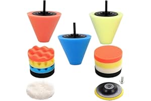 SUDOPRU Car Buffers and Polishers Kit for Drill, 14Pcs Drill Polishing Wheel Foam Ball Buffing Pads Sponge Ball for Automotive Car Wheels Hub Care, Metal, Plastic, Ceramic and Glass