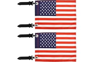 Motain Easy Installation Golf Cart Flag Holder,2 Pack Elastic Strap Bracket with 6 * 9'' American Flag,Golf Cart Accessories