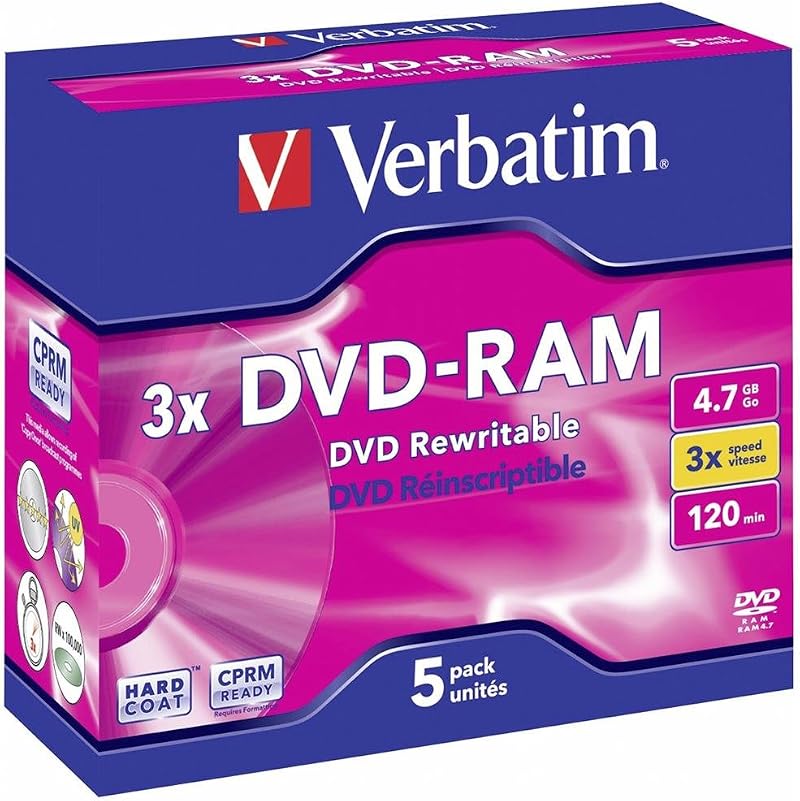 Verbatim 43450 DVD-RAM 3x 4.7GB 5 Pack Rewritable Discs
