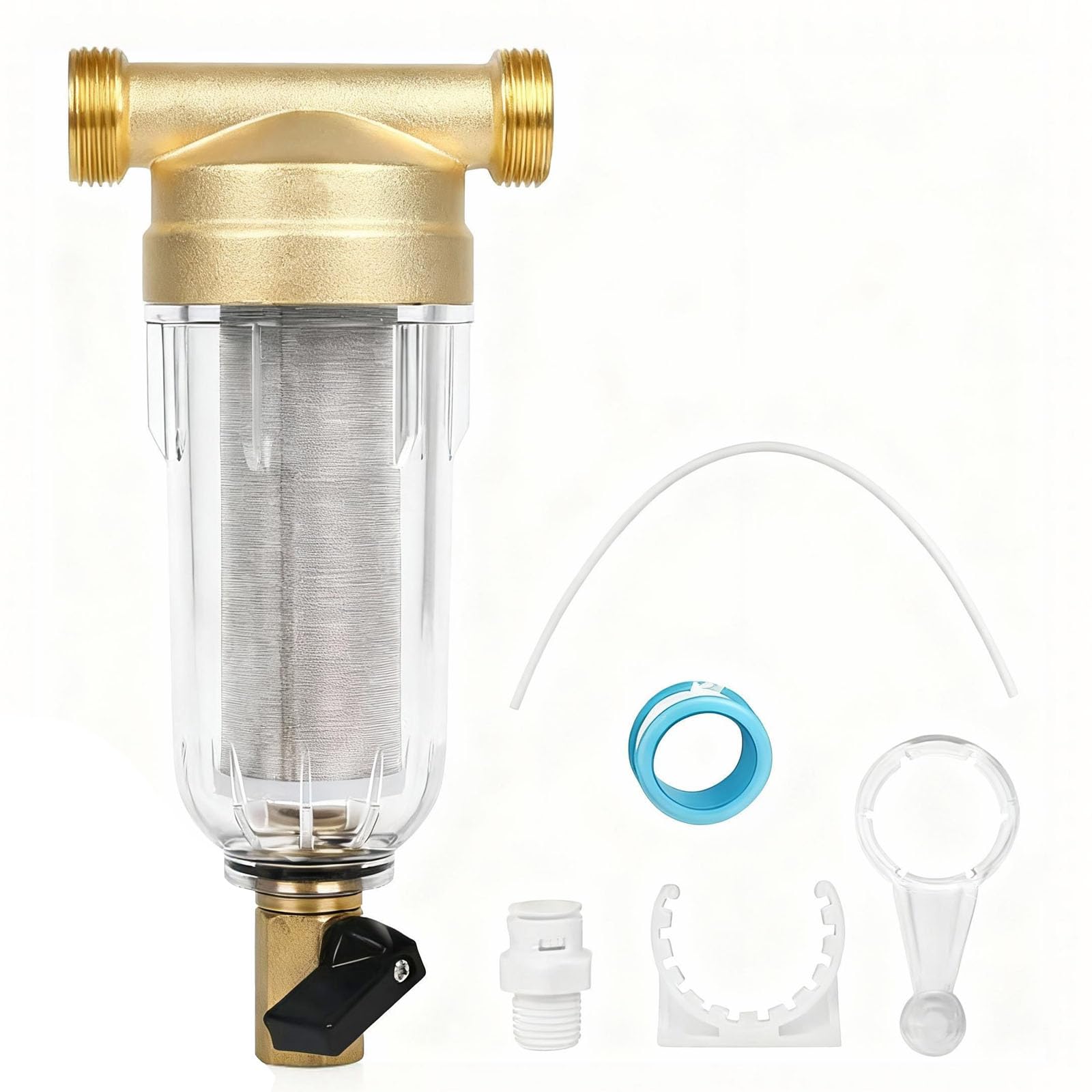 Rinsable Fine Filter, Pre-Filter, Faucet Water Filter Water, Pre-Filter Sediment Filter, Spin Down Sediment Water Filter, for Well Water Hose Sediment Filter (1/2")