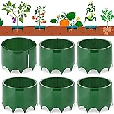 Threehoney 6 Pcs Grow Planting Rings 7 Inch Water Saver Irrigate Green Round Planting Rings Circular Landscape Edging Kit for Deep Watering Veggies Herbs Flowers Trees and Garden Plants