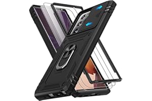 GRITUP for Samsung Galaxy Note 20 Ultra Case with Screen Protector*2, Note 20 Ultra Phone Case Build in 360° Rotating Ring Kickstand, Military Grade Protective Cover for Note 20 Ultra Phone Black