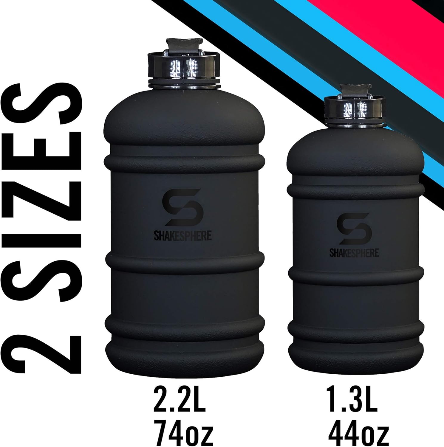 ShakeSphere Matte 1.3L Water Bottle with Black Logo (Matte Black, 1.3), 1300 ml - Image 3