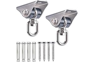 BeneLabel Heavy Duty Swing Hangers - 2 Pack Stainless Steel 360° Swivel Hooks with Screws - Rustproof, Smooth, and Quiet - fo