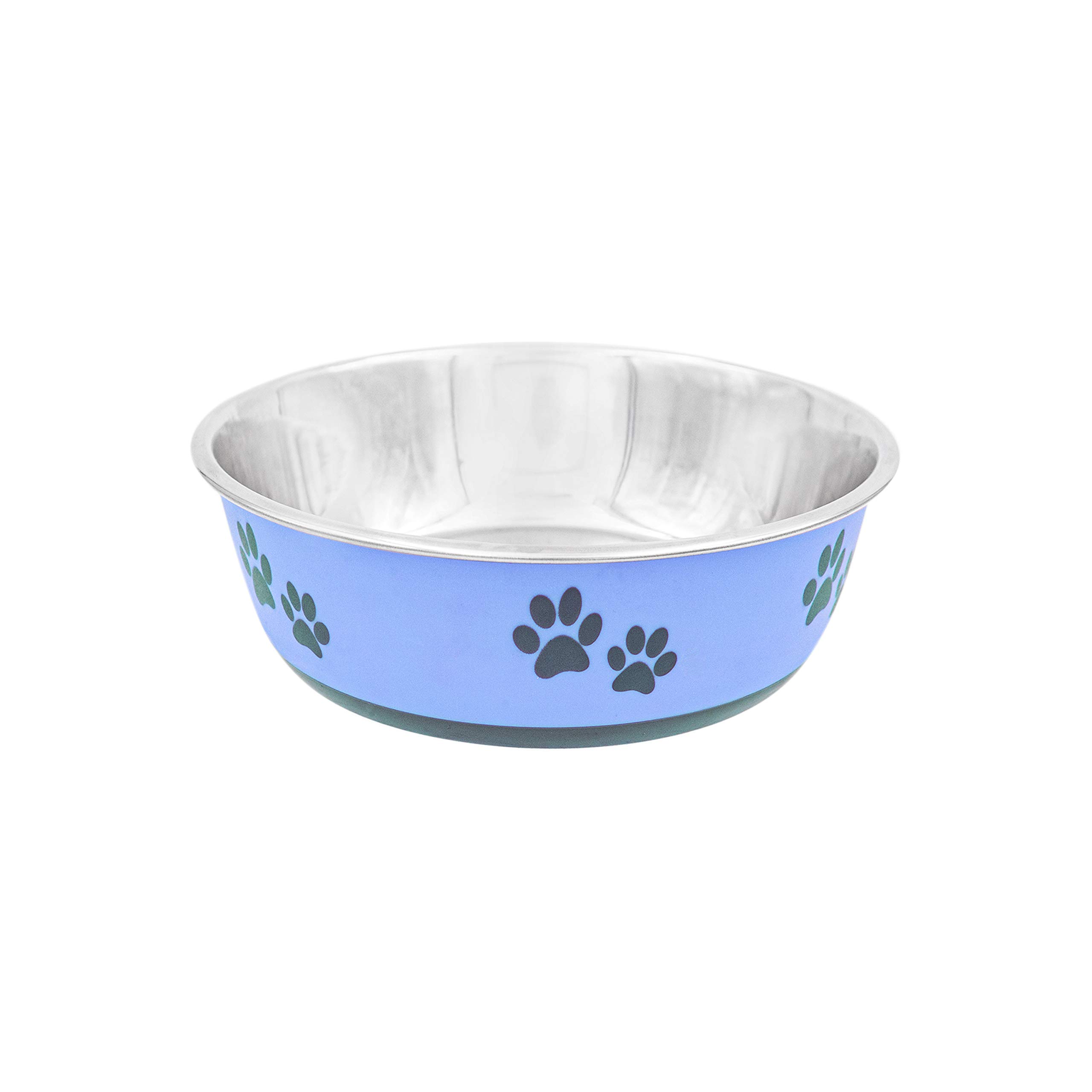 Fuzzy Puppy Pet Products Paw Print Bowl, Blue, 13 oz.