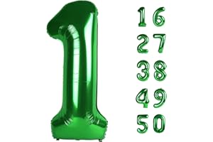 KELFUOYA 40 Inch Balloon Green 1 Number Balloons Giant Jumbo Number 1 Foil Mylar Balloons for Boys Girls 1st Birthday Party Supplies 10 11 21 100 Anniversary Events Decorations