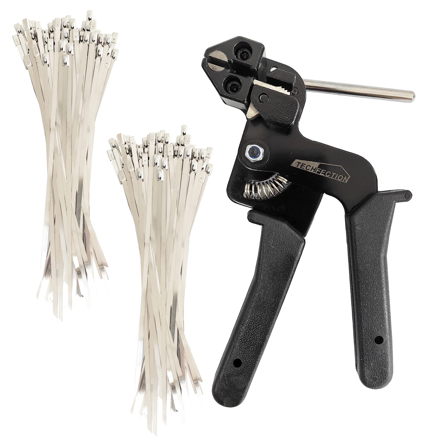 Stainless Steel Cable Tie Gun Kit Metal Tie Wrap Gun Cable Tie Gun Tensioning & Cutting Zip Ties Tool, Cable Tie Tool With 200PCS Stainless Steel Cable Ties for Stainless Steel Cable Ties