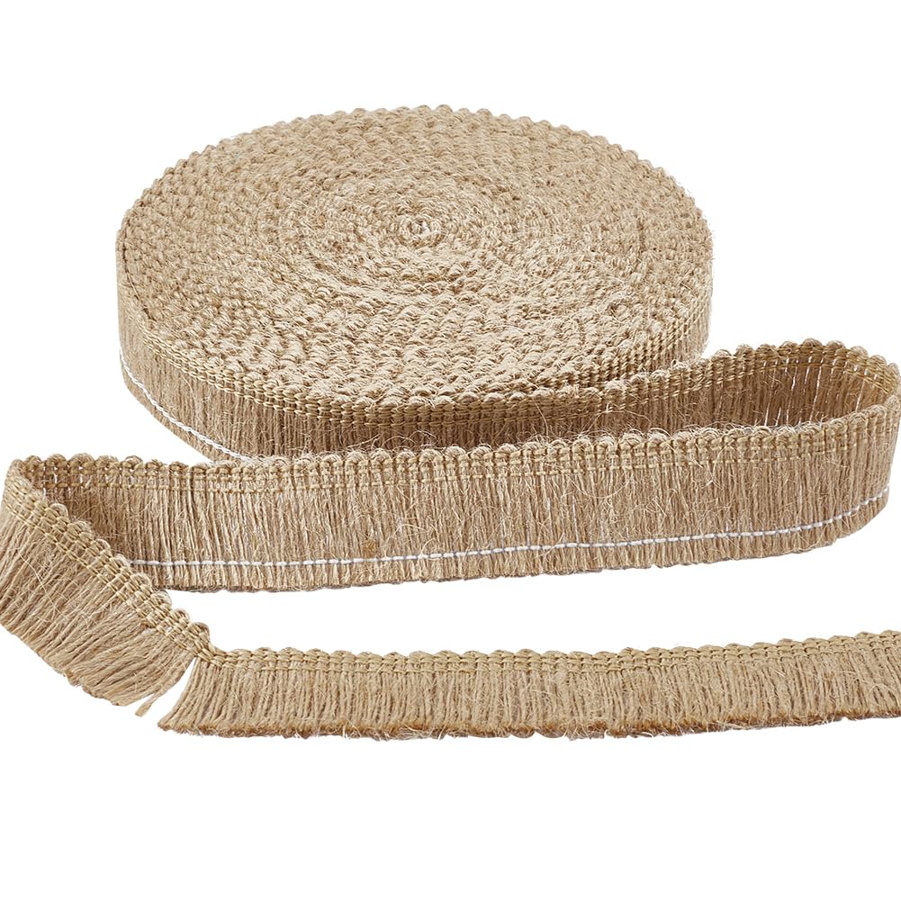 GORGECRAFT 10M Burlap Fringe Tassel Trim 25mm Width Chainette Jute Lace Ribbon Decorative Handmade Fringe Edge Trimming for Sewing Lampshade Curtain Christmas Home Decor Latin Wedding Dress DIY Crafts