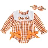 MERSARIPHY Baby Girl Plaid Romper My First Halloween/Thanksgiving/Christmas Outfit Infant Bubble Bodysuit Fall Winter Clothes