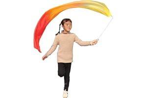 Winged Sirenny Youth Silk Ribbon Dancer Wand, Church Worship & Praise Adoration Dance Flag Banner, Juggling Play Silk Streamer with Rods.
