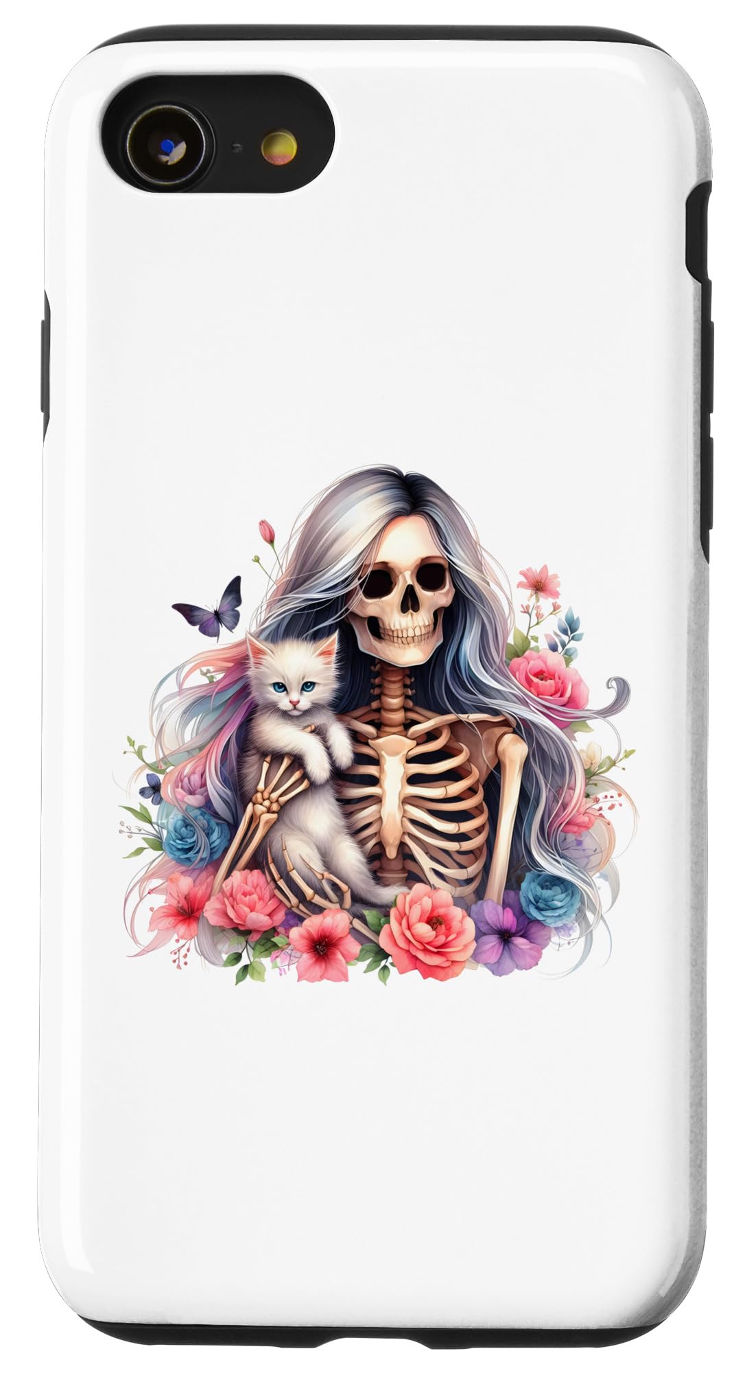 iPhone SE (2020) / 7 / 8 Female Skeleton And Cute Kitten Cat Lovers Halloween Vintage Case