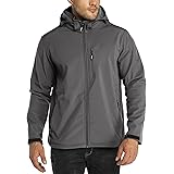 Outdoor Ventures Men's Tactical Softshell Jacket Hooded Fleece Lined Water Resistant Winter Hiking Jackets