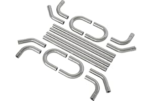 Jaxilyn Exhaust Pipe Kit 2.5 Inches Mild Steel DIY Custom Exhaust Kit Tubing Mandrel Bend Pipe Straight & U-Bend 16 Gauge Universal 16PCS
