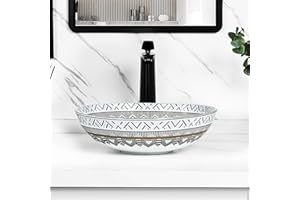 Tysun Round Vessel Sink, 16'' x 16'' Round Shape Bathroom Vessel Sink Countertop, Above Counter Porcelain Ceramic Vessel Sink Basin with Pop-Up Drain