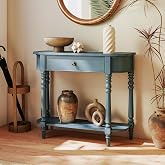 GIANTEX 2-Tier Console Table, 36" Retro Entryway Table with Storage | Narrow Wooden Sofa Table with Drawer, Elegant Legs &amp; Open Shelf for Living Room, Foyer, Hallway, Bedroom, Entrance (Blue)