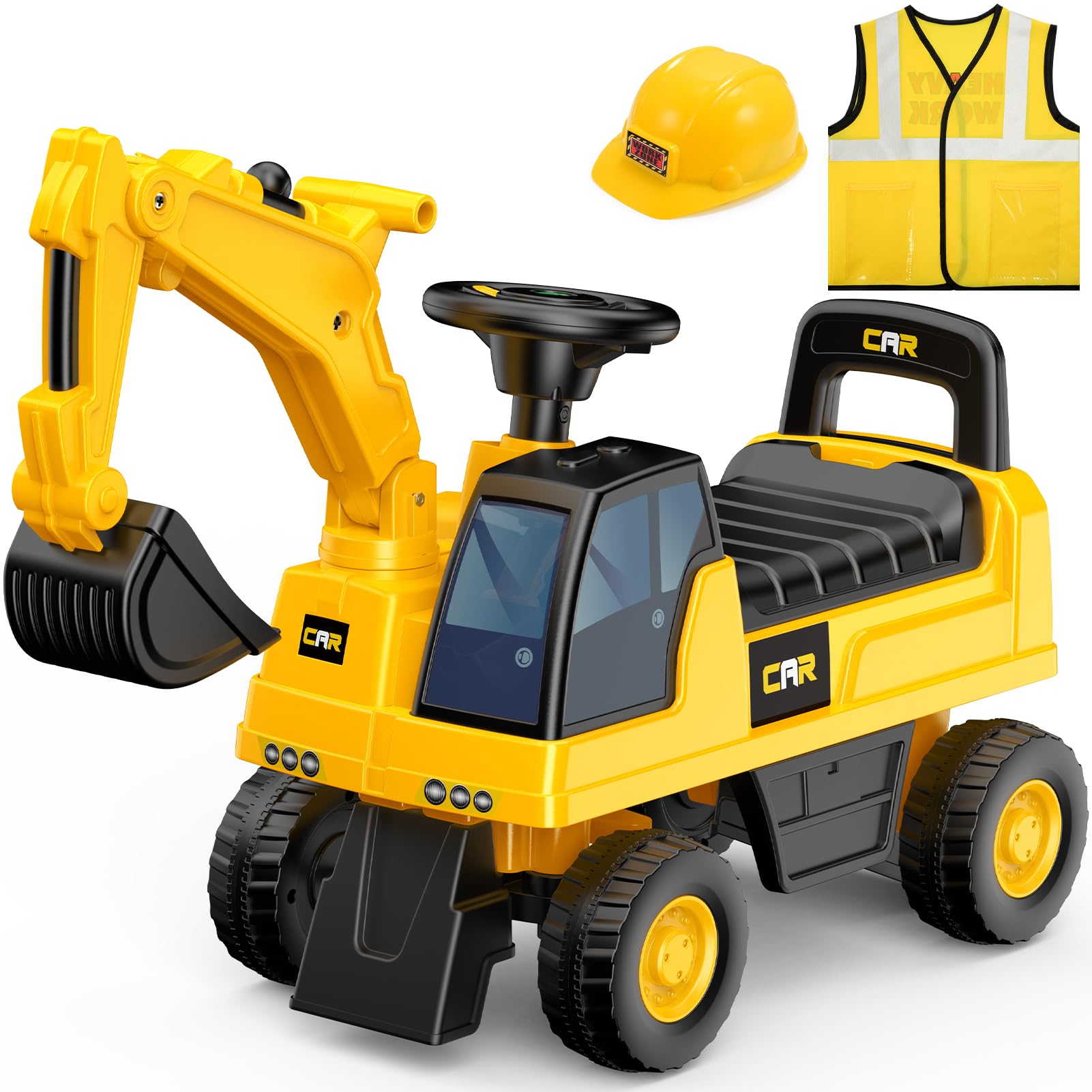Naxudcoo Big Digger Toys For 1-3 Year Old Boys Girls: Kids Ride On Digger Toys, Construction Toy For Toddlers Construction Vehicles For Kid, Boys Toy Gifts For 1 2 3 Year Old Kids