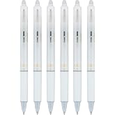 Pilot FriXion Ball Clicker Erasable Gel Ink Retractable Pen, Extra Fine Point, 0.5mm, White Barrel, Black Ink, 6 Count