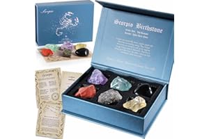 Faivykyd Scorpio Crystal Birthday Gifts Ideas, Zodiac Sign Stones to Complement The Birthstone, Crystals & Healing Stones with Horoscope Box, Astrology Gifts for Women Men, Friendship Gifts