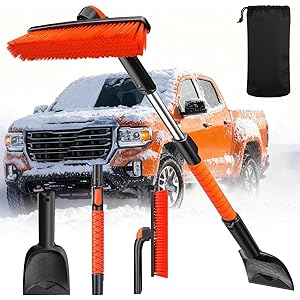 DMJN [2025 Upgrade Extendable Car Snow Brush and Ice Scraper [3-in-1] Clear Snow, Ice and Frost, 45'...