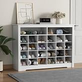 5-Tier storage Cabinet for Entryway, Modern White Shoe Rack with 26 Cubbies | Freestanding Shoe Organizer with 24 Pair Shoe Storage Cabinet for Hallway,Bedroom,Living Room