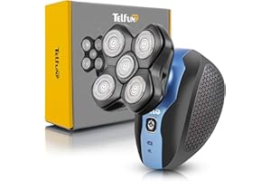 TELFUN Upgrade Magnetic Head Shavers for Bald Men, Cordless & Comfort 5-in-1 Electric Razor - IPX7 Waterproof Wet/Dry Mens Grooming Kit - Easy Use Palm Shaver for a Smooth Bald Shave