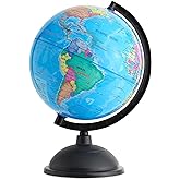 Juvale World Globe for Kids - 8-Inch, Multicolor with Plastic Stand - Educational Desk Globe with World Map for Kids &amp; Classroom Decor